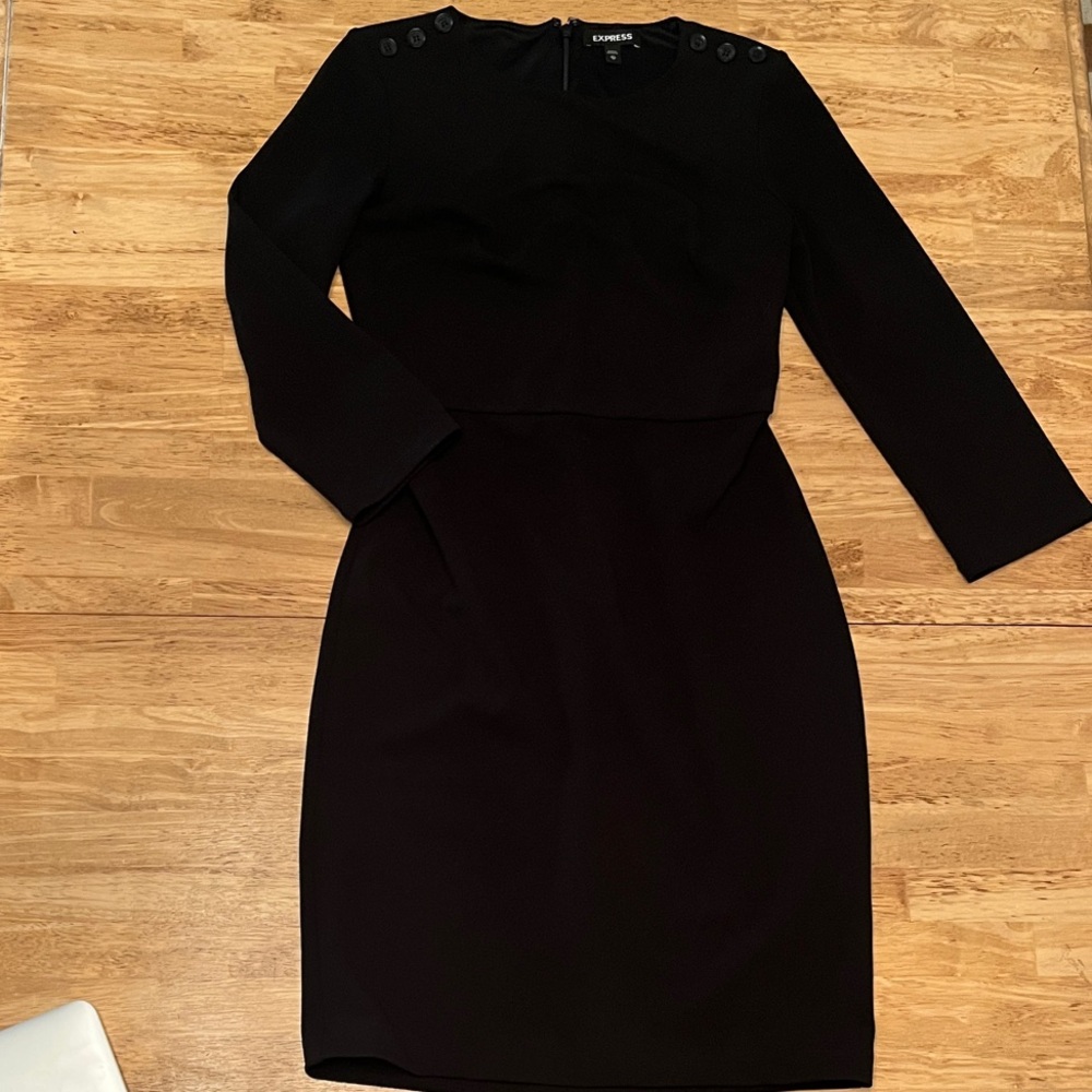 Express Elegant Black Long Sleeve Dress